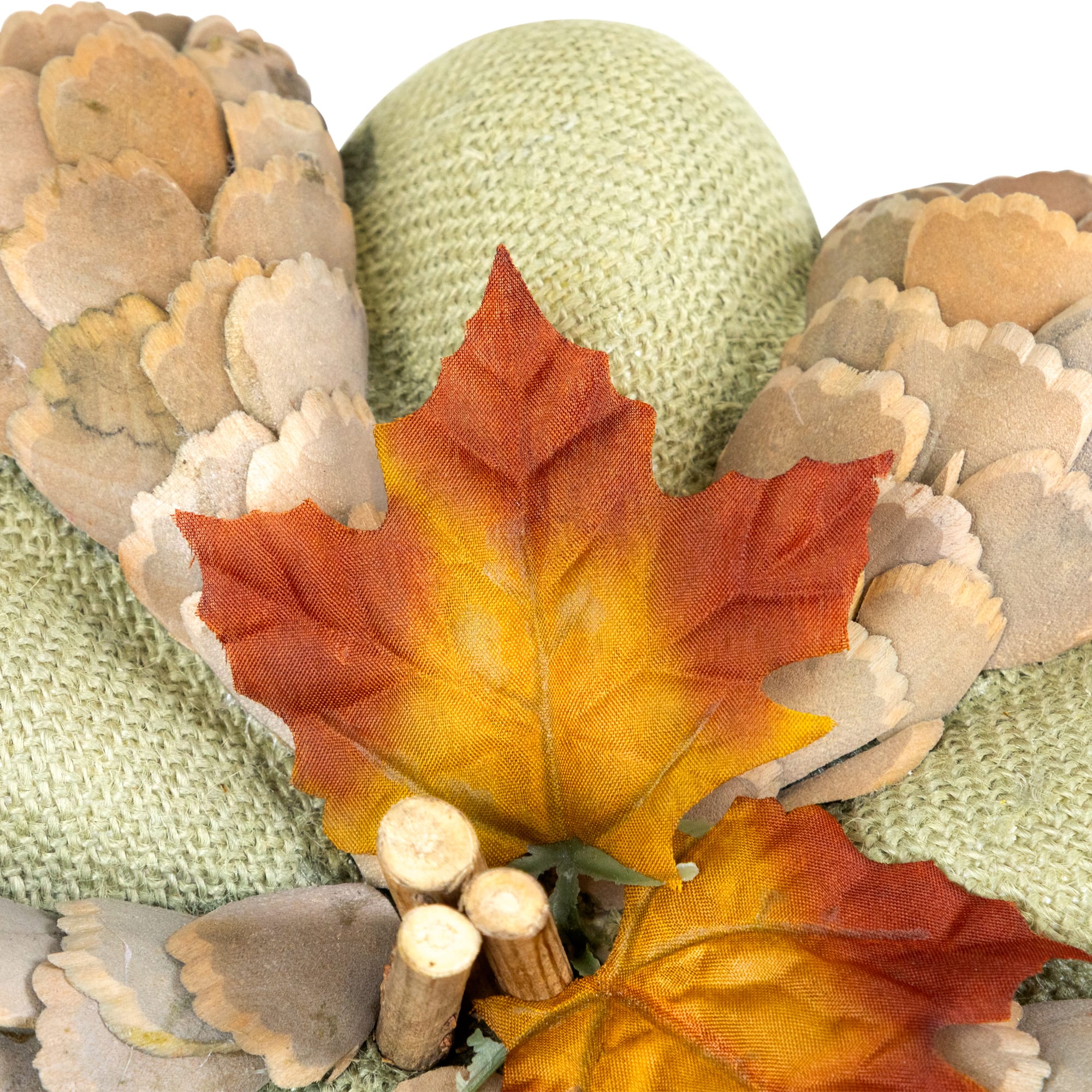 10" Green & Brown Autumn Harvest Tabletop Pumpkin